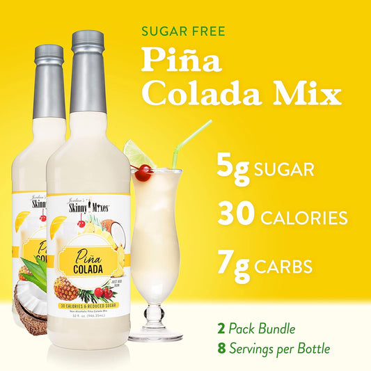 Jordan'S Skinny Syrups, Pina Colada, Sugar Free Cocktail Mix, 32 Ounces (Pack Of 2), Flavoring For Cocktails, Mocktails, Frozen Drinks, & Flavored Beverages