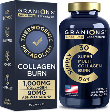 Thermogenic Hydrolyzed Collagen Burn - Hyaluronic Acid, Vitamin C - Cellulite Defense And Dermal Repair Multi Collagen Peptides Capsules For Women And Men - 90 Pills