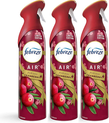 Febreze Air - Air Freshener Spray In Limited Edition Holiday Collection 2020 Fresh-Twist Cranberry Fragrance (Net Wt. 8.8 Oz Per Bottle). Pack Of 3 Bottles