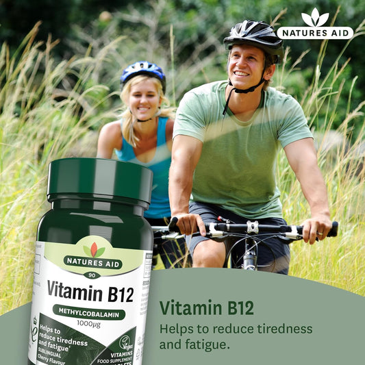 Natures Aid Vitamin B12 1000µg – High Strength Sublingual Tablets – Supports Energy, Metabolism & Nervous System – Vegan, Non-Gmo, Gluten-Free Supplement – 90 Tablets