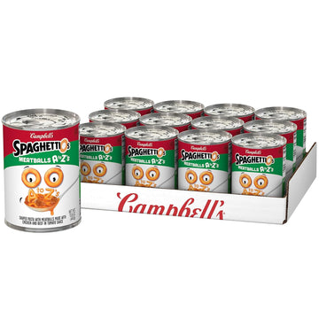 Spaghettios A To Z'S Canned Pasta With Meatballs, 15.6 Oz Can (Pack Of 12)