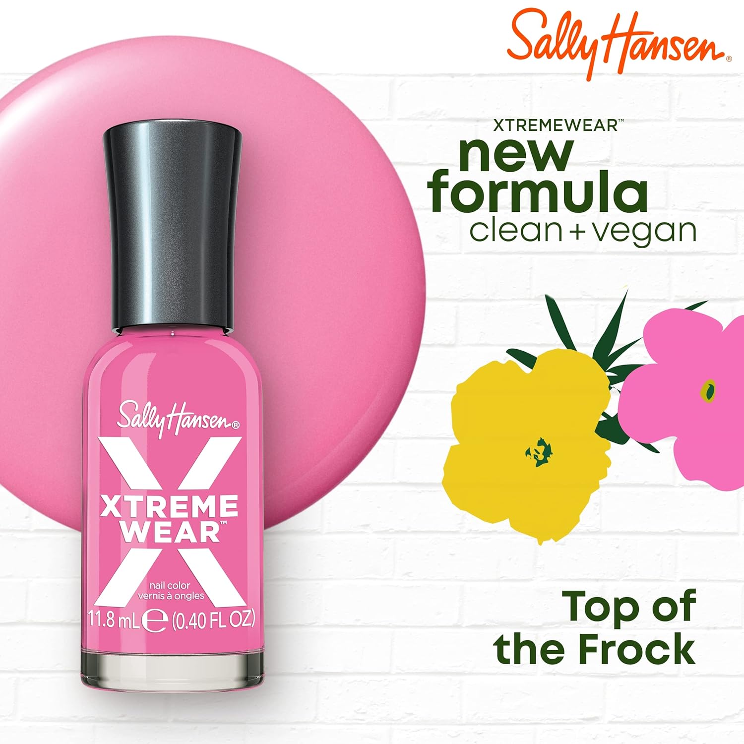 Sally Hansen Xtreme Wear®, Top of the Frock, Long Lasting, Chip Resistant, Shiny Finish, Pink Nail Polish : Beauty & Personal Care