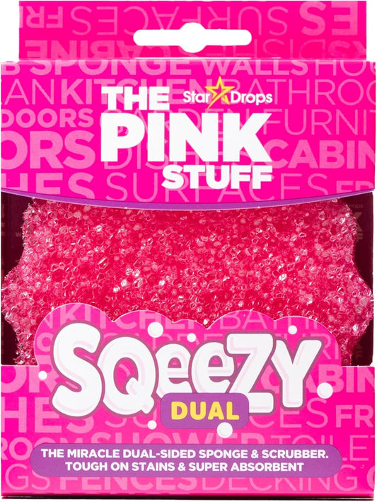 Stardrops โ The Pink Stuff โ Sqeezy Miracle Dual Sided Scrubber Sponge, Scratch Free Solution For Ultimate Home Cleaning - Perfect For Kitchens, Bathrooms, And Outdoor Use, 3-Pack