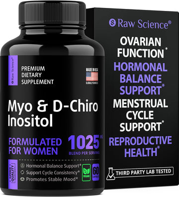 Myo-Inositol & D-Chiro Inositol - Fertility Supplements For Women & Ovarian Support Vitamins - Preconception Pcos Supplements - 40:1 Ratio Hormone Balance Inositol Supplement, Vitamin B8 - 60 Capsules