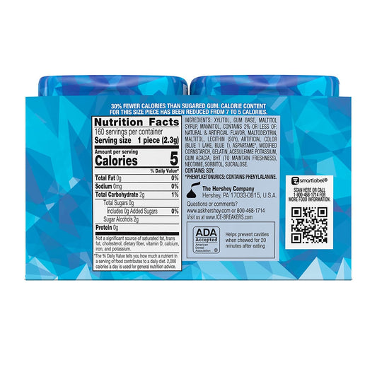 Ice Breakers Ice Cubes Peppermint Sugar Free Chewing Gum Bottles, 3.24 Oz (4 Count, 40 Pieces)