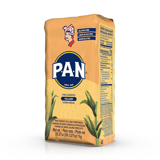 P.A.N. Yellow Corn Meal โ Pre-Cooked Gluten Free And Kosher Flour For Arepas (2.2 Lb/Pack Of 4)