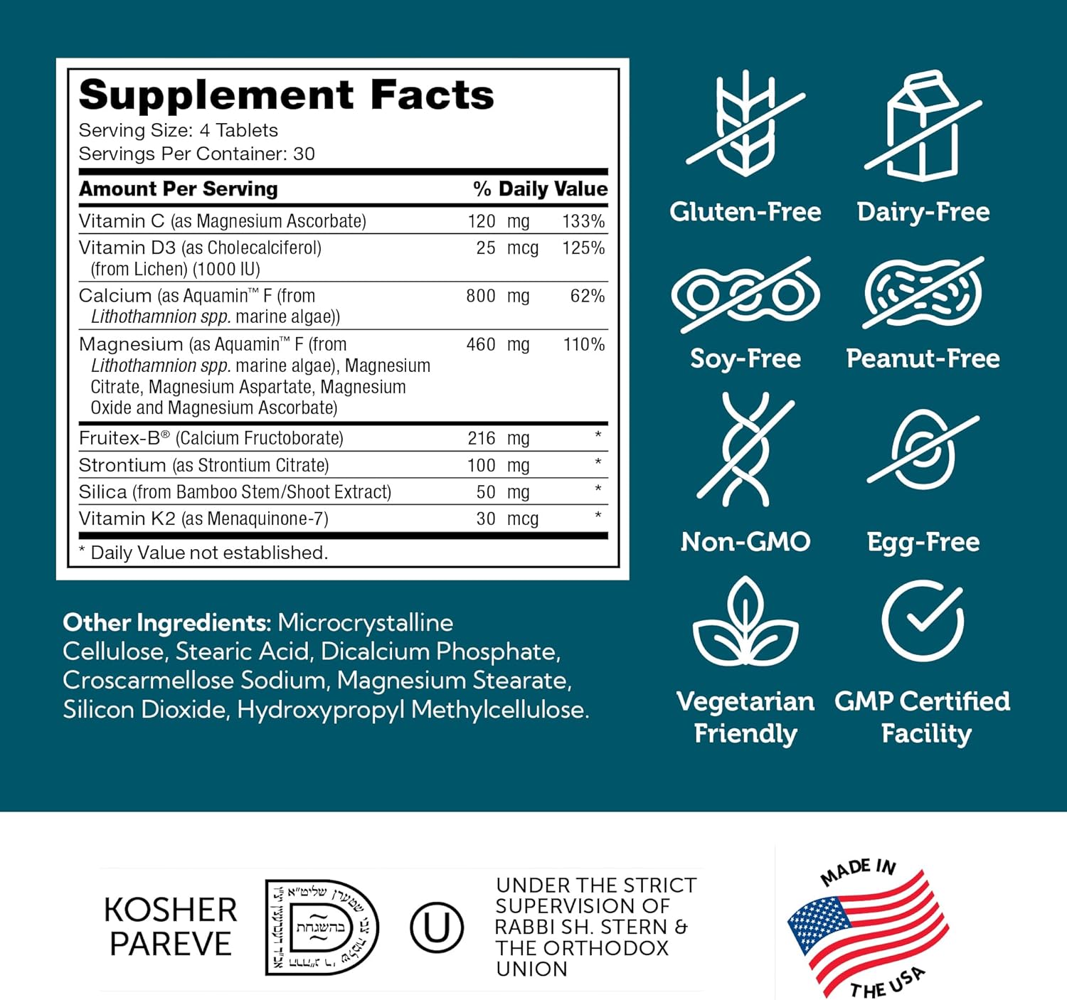 Zahler Bonefactor, Bone Strength Supplement Containing Calcium, Vitamin D, Vitamin K And Magnesium, Certified Kosher, 120 Tablets : Health & Household