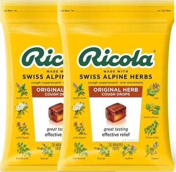 Ricola Original Herb Bag | Cough Suppressant Throat Drops | Naturally Soothing Long-Lasting Relief - 130 Count (Pack Of 2)