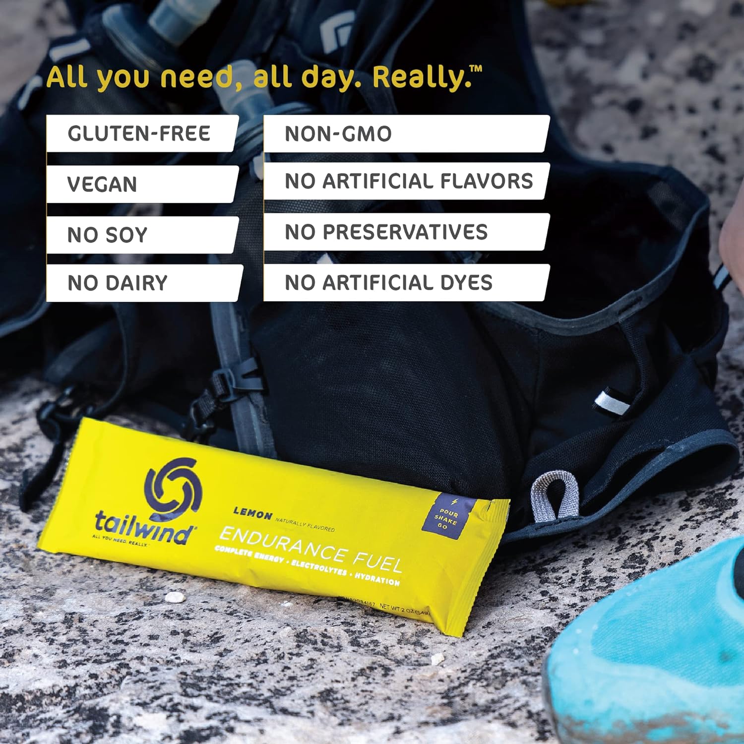 Tailwind Nutrition Endurance Fuel, Grab-and-Go Hydration Drink Mix wit