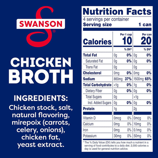 Swanson 100% Natural Chicken Broth, 14.5 Oz Can (Pack Of 4)