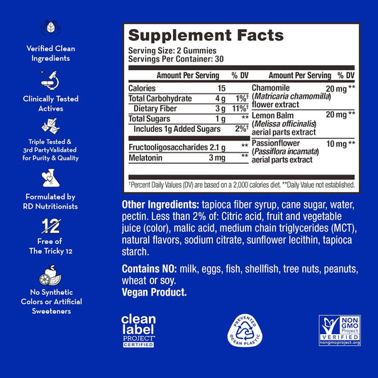 Hum Nutrition Beauty Zzzz Sleep & Digestive Regularity Gummies 3Mg Melatonin + Fos Prebiotic Fiber, Sleep Aid (30-Day Supply)