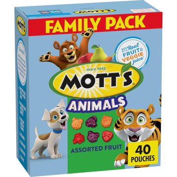Mott'S Fruit Flavored Snacks, Animals Assorted Fruit, Gluten Free, 40 Ct