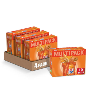 Chex Mix Snack Mix, Cheddar, Savory Snack Bags, Multipack, 1.75 Oz, 10 Ct (Pack Of 4)