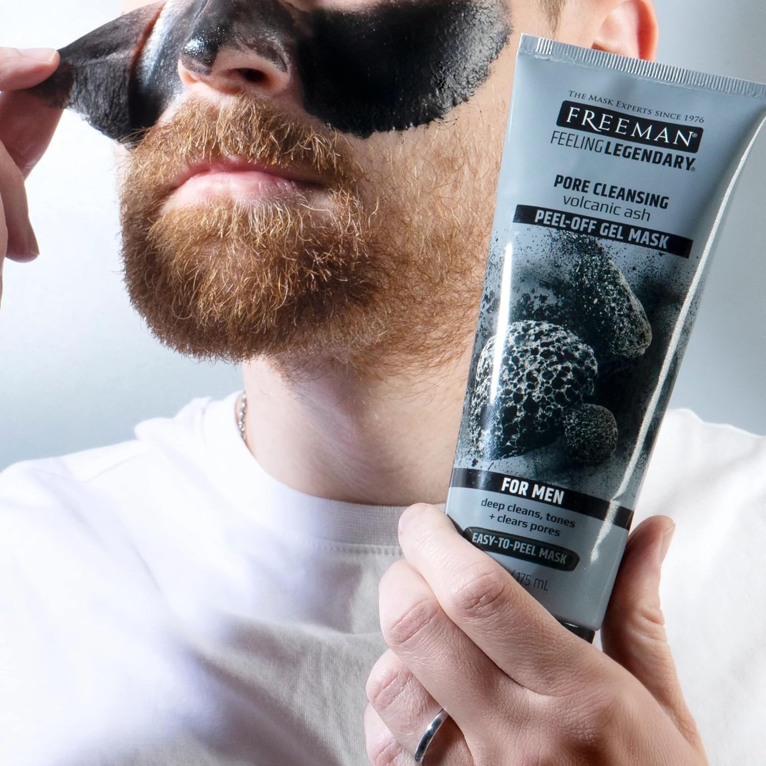Freeman Pore Clearing Volcanic Ash Peel-Off Gel Facial Mask, Deep Cleansing, Removes Dirt From Pores, Not Over-Drying, Easy-To-Use, For Men, 6 Fl.Oz./175 Ml Tube : Beauty & Personal Care
