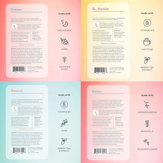 La Mend The Good Patch The Vital Patches Mixed Bundle. Variety Set Includes B12 Awake, Dream, Rescue And Relax (16 Total Patches)