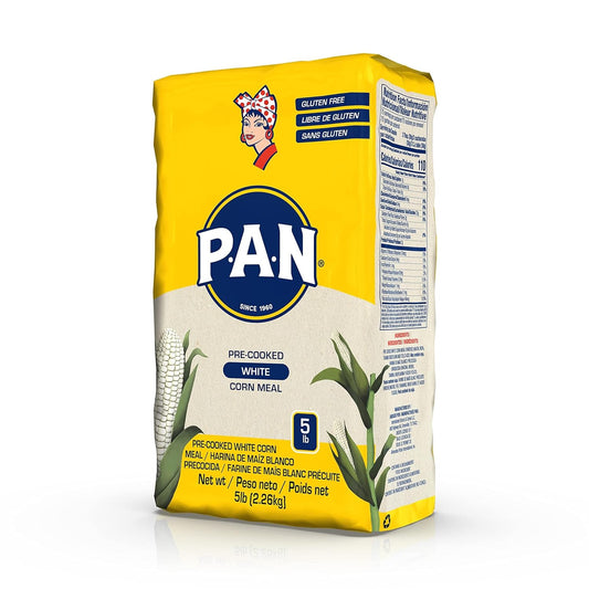 P.A.N. White Corn Meal โ Pre-Cooked Gluten Free And Kosher Flour For Arepas (5 Lb/Pack Of 1)