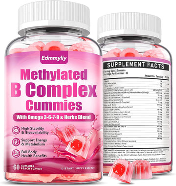 Methylated B Complex Multivitamin For Women - Daily Vitamin B1, B2, B6, B12 Gummies With Folate, Vitamin C, Magnesium & Omega 3 - Supports For Immune & Over-All Health