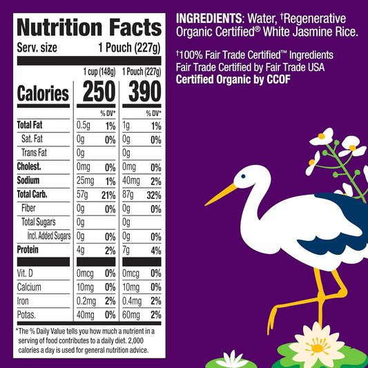 Lundberg Cilantro Lime White Jasmine Rice, Microwave Or Stovetop, 6-Pack – Lightly Seasoned, Ready In 90 Seconds, Regenerative Organic Certified, 8 Oz Ea