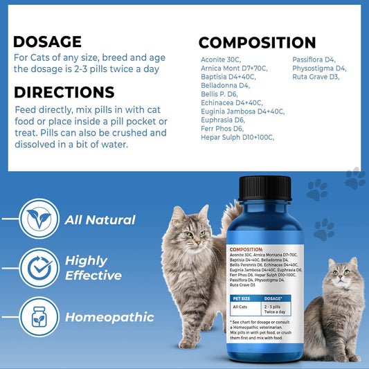 Eye Care And Vision Support For Cats - Holistic Kitten Eye Infection Treatment Helps With Conjunctivitis, Swelling, Discharge And More. Easy To Use Pills Relieve The Cat Eye Drops Struggle