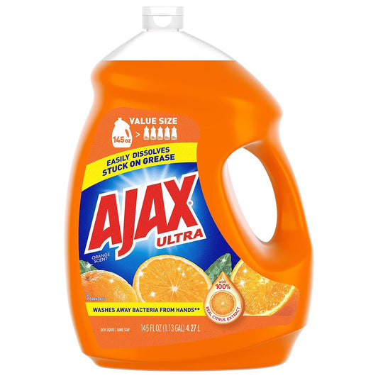 Ajax Ultra Triple Action Liquid Dish Soap, Orange Scent - 145 Fluid Ounce (Pack Of 4)