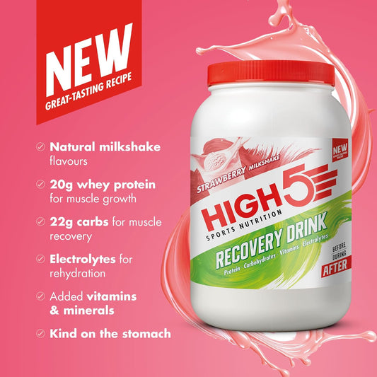 High5 Recovery Drink - Carbohydrate And Whey Protein Powder (20G) For Muscle Recovery With Electrolytes Powder - Fast-Absorbing Post Workout Shake (Banana & Vanilla Milkshake, 450G - 9 Servings)