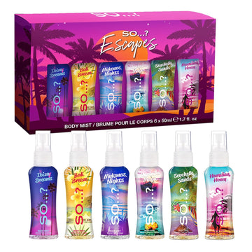 So... Escapes Body Mist Set - Perfumes For Women - Everyday Body Spray For Women - Vegan, Cruelty Free Fragrances - Travel Size Gift Set - 6 Pcs