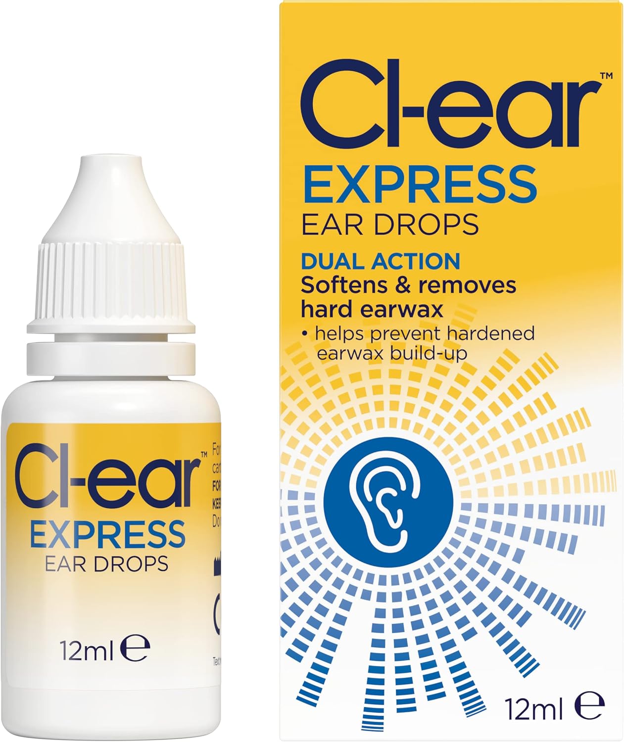 Cl-Ear Express Ear Drops - Dual Action Ear Wax Removal, Softens and Breaks Up Hardened Ear Wax, Easy Squeeze Dropper, Reduces The Need for Syringing - Audiologist Recommended - 12 ml (1 Pack) : Amazon.co.uk: Health & Personal Care