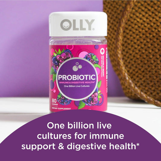 Olly Probiotic Gummy, Immune And Digestive Support, 1 Billion Cfus, Chewable Probiotic Supplement, Berry, 40 Day Supply - 80 Count