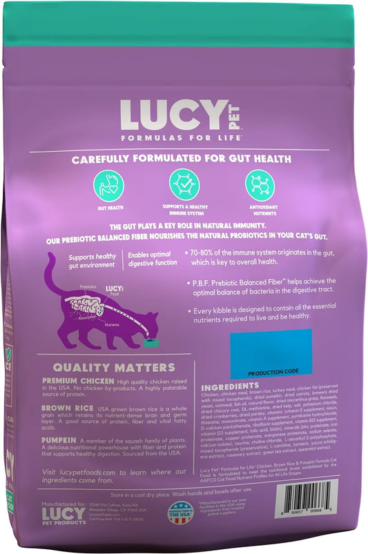 Lucy Pet Products Pet Chicken, Brown Rice & Pumpkin, Lid Cat Food 4Lb