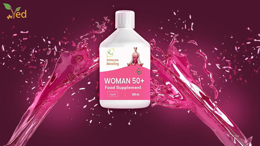 Ved Woman 50 Plus Liquid Multivitamin Supplement For Women, 500 Ml- Immune Boosting - Contains, -149 Vitamins & Minerals, Vitamin C, Vitamin D, B12 For Women Health, 33 Days Supply