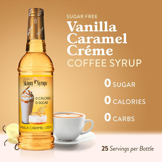 Jordan'S Skinny Syrups Sugar Free Coffee Syrup, Vanilla Caramel Creme Flavor Drink Mix, Zero Calorie Flavoring For Chai Latte, Protein Shake, Food & More, Keto Friendly, 25.4 Fl Oz (Pack Of 1)