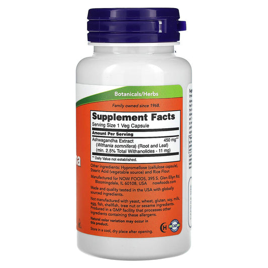Now Foods, Ashwagandha, Standardized Extract, 450 Mg