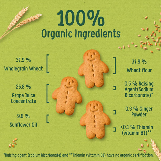 Organix Gingerbread Biscuits, Organic Toddler Snack, 12+ Months, 135 G Box (Pack Of 6)