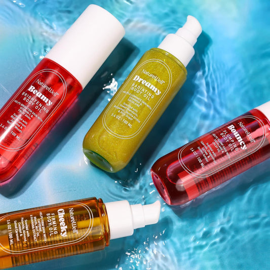 Nature Well Cheeky, Beamy, Bouncy, & Dreamy Body Oil Bundle, Glowy, Lightweight & Quick-Absorbing Formula To Help Visibly Improve The SkināS Tone, Texture & Hydration, 3.4 Oz Each