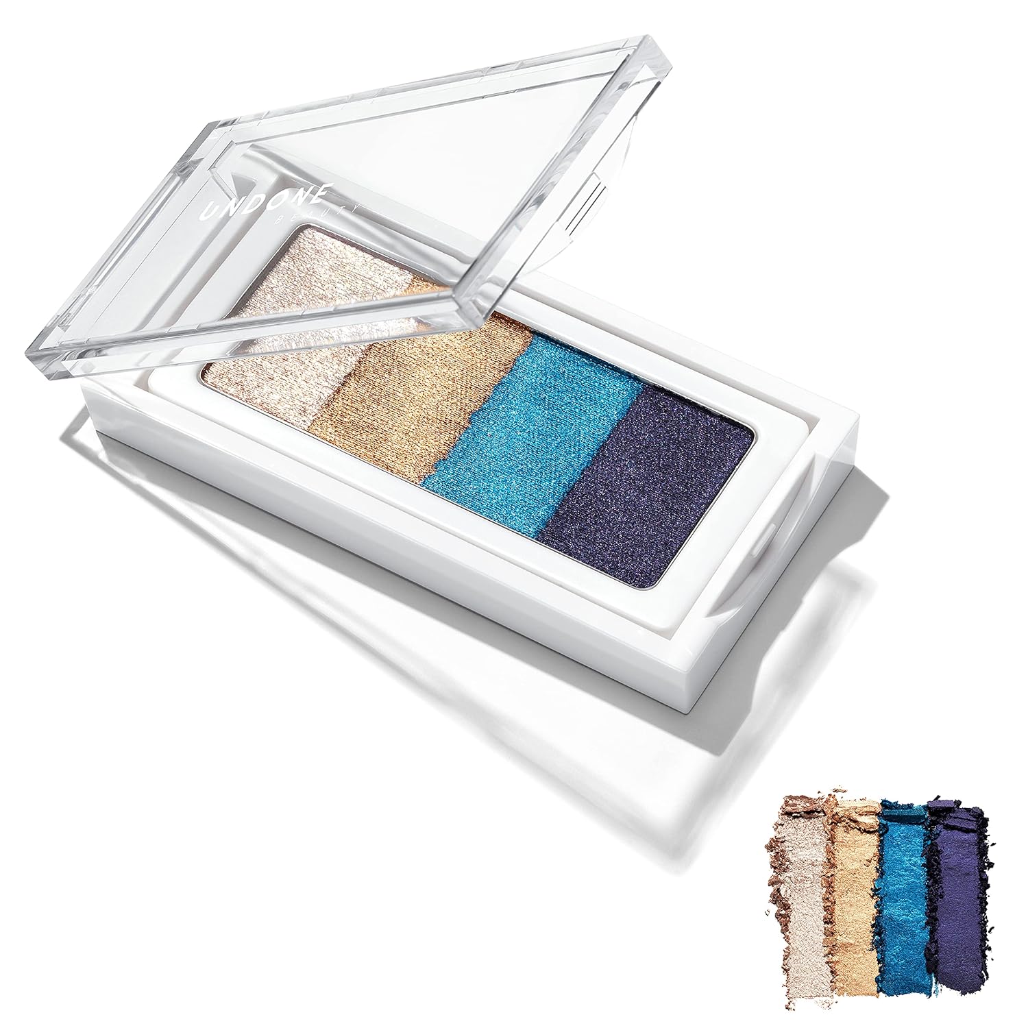 Undone Beauty Curator Quad 4-In-1 Seamless Wet To Dry High Pigment Eye Shadow Palette With Castor Oil For Nourishing & Conditioning - Blues Clues