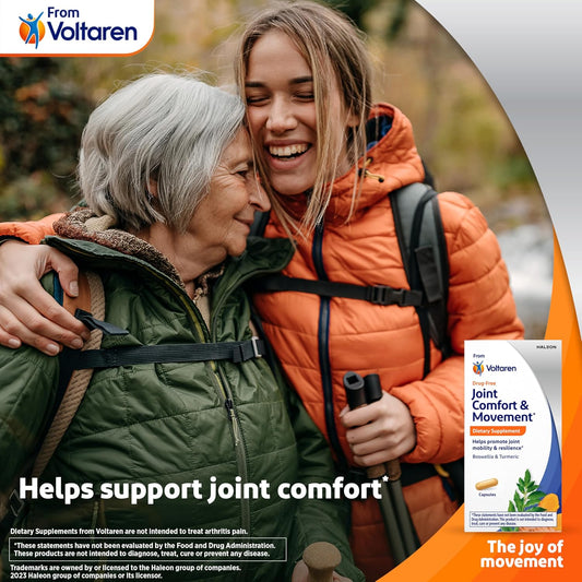 Voltaren Joint Comfort And Movement Dietary Supplement From Voltaren, With Boswellia And Turmeric For Joint Support, Movement And Flexibility – 30 Count Bottle