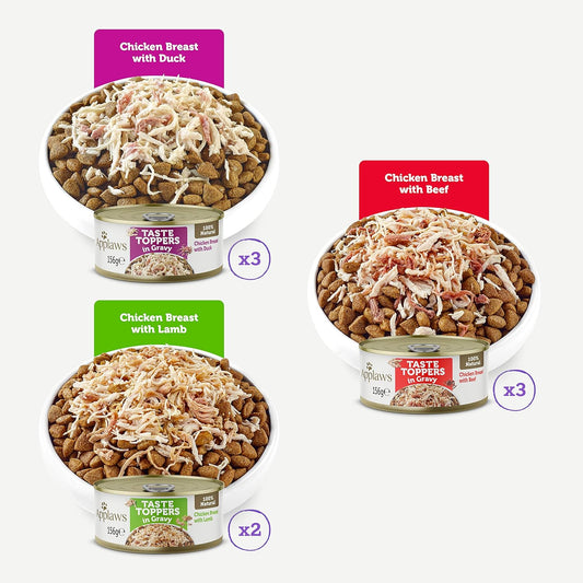Applaws 100% Natural Wet Dog Food Tin, Grain Free Chicken And Meat Selection In Gravy 8 X 156G TinsTt3400Ce-A
