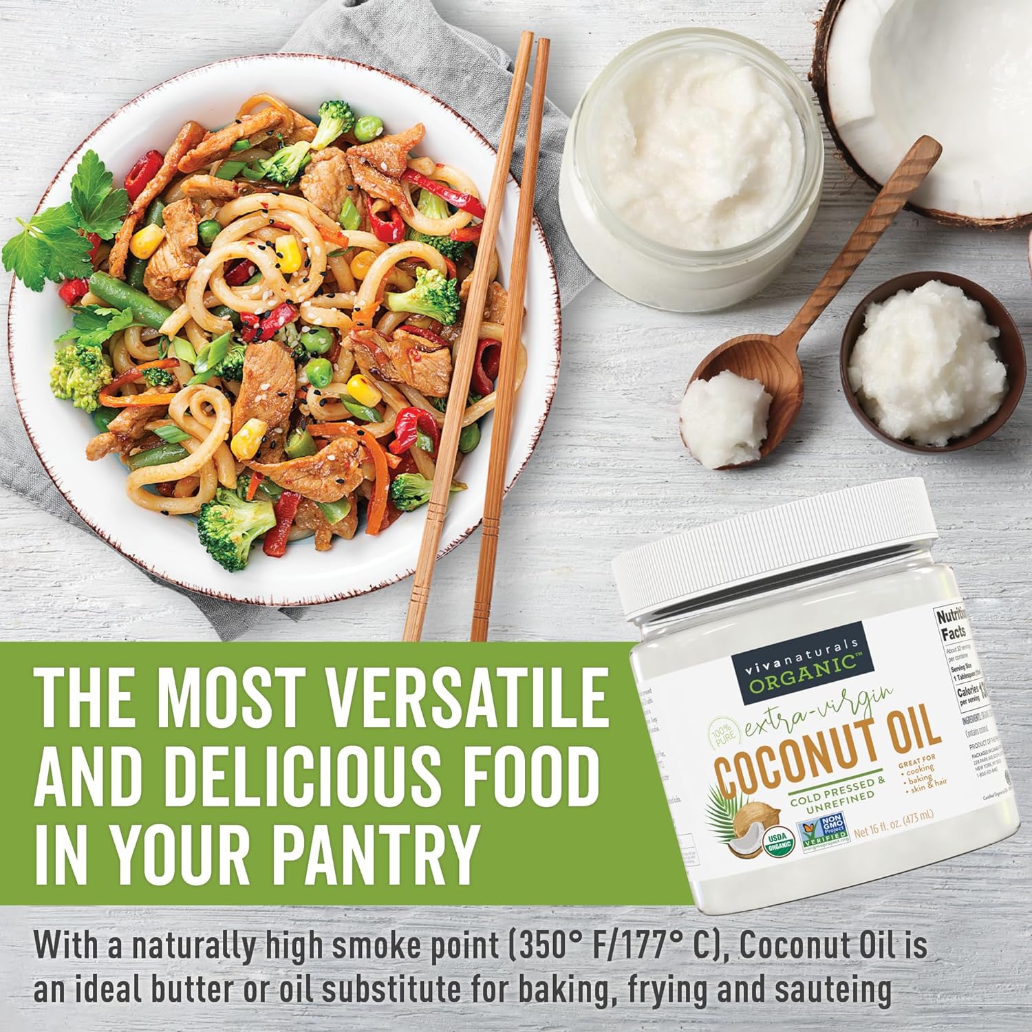 Virgin Coconut Oil, 16 fl oz - Non-GMO, Cold-Pressed and Unrefined Coconut Oil Organic Certified - Natural Flavour Coconut Oil for Cooking and Baking : Grocery & Gourmet Food