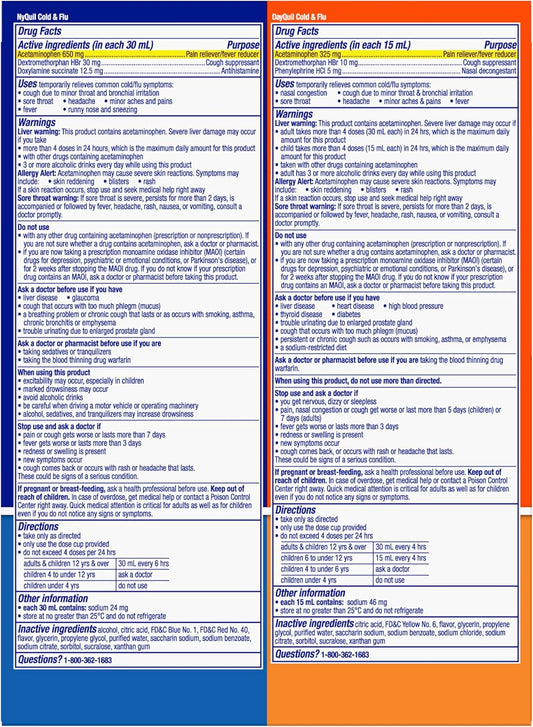 Vicks Dayquil And Nyquil Cherry Cold And Flu Relief Cherry-Flavored Liquid Medicine, Cherry Flavored, Combo Pack, 2 X 12 Fl Oz Bottles