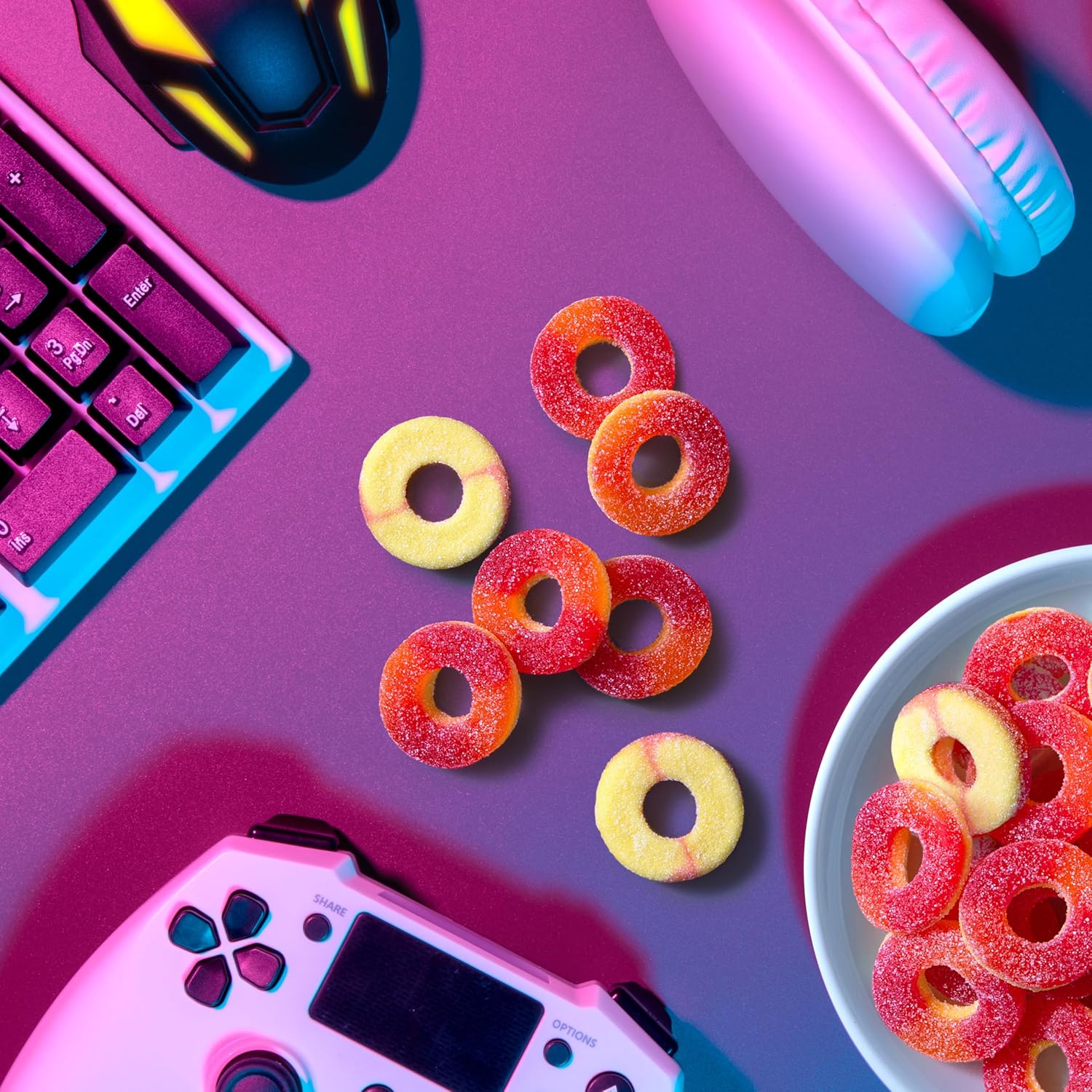 Trolli Peachie O'S Rings, Sour Gummy Candy, 6.3 Ounce Bags (Pack Of 8)