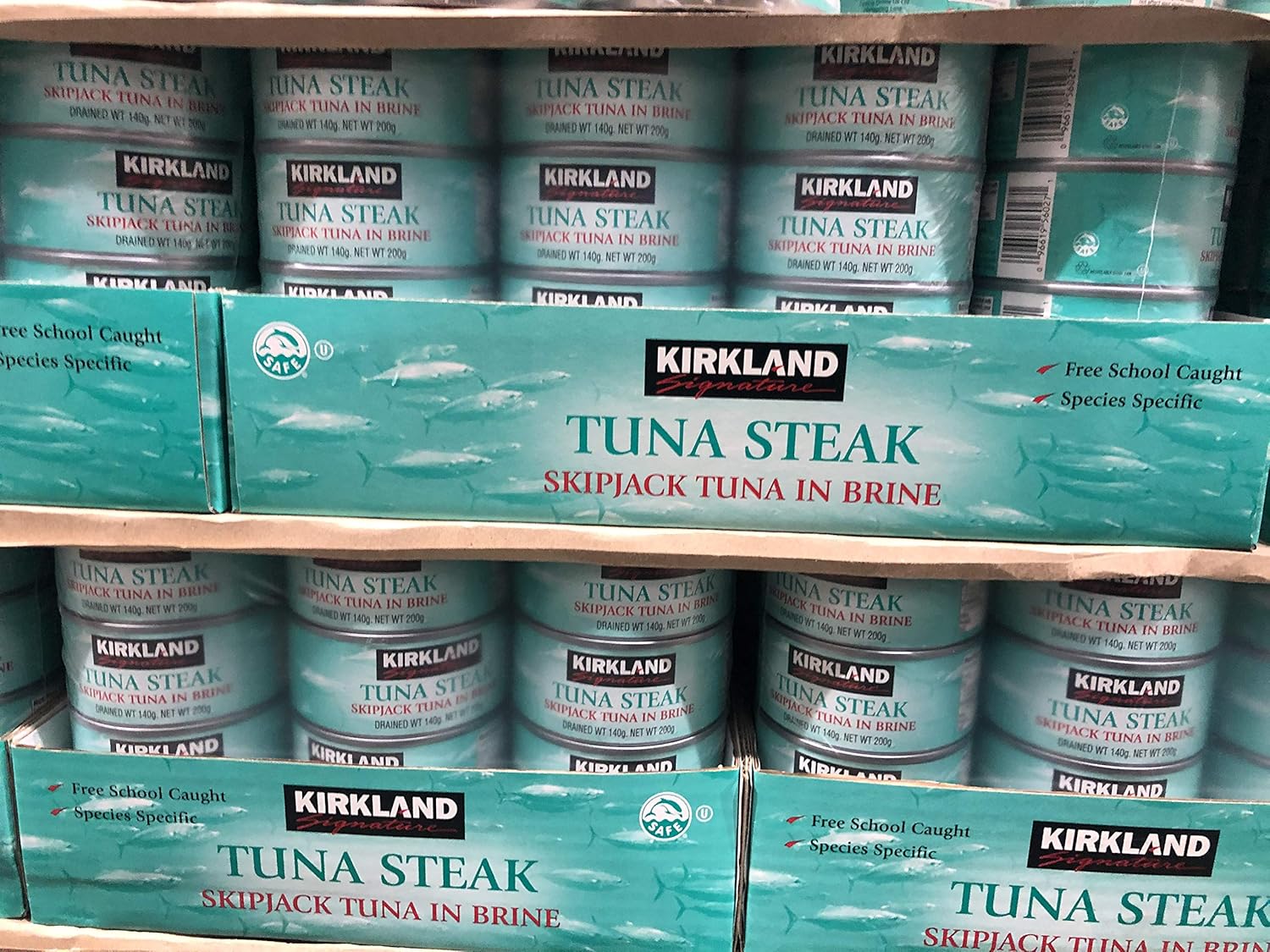 Kirkland Signature Tuna Steak Skipjack In Brine Water Drained- Pack Of 12 X 140G