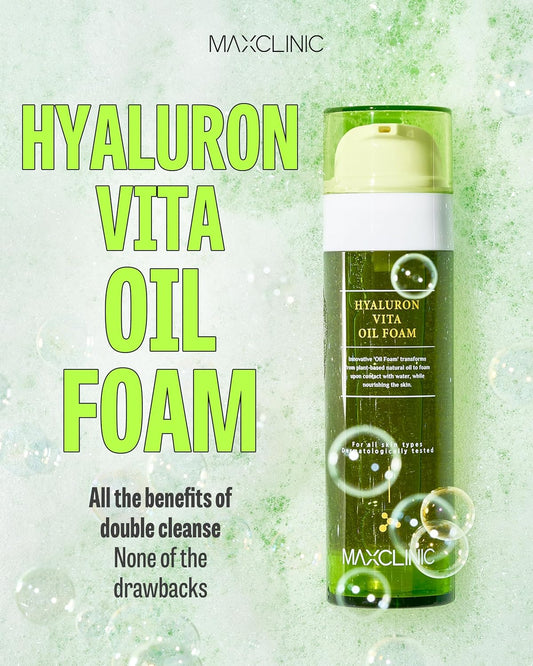 K-Beauty Hyaluron Vita Cleansing Oil Foam | Daily Face Wash Oil Based Cleanser To Foam | Korean Foaming Oil Face Cleanser | Hydrating Facial Cleanser For Dry Sensitive Skin (3.88 Oz)