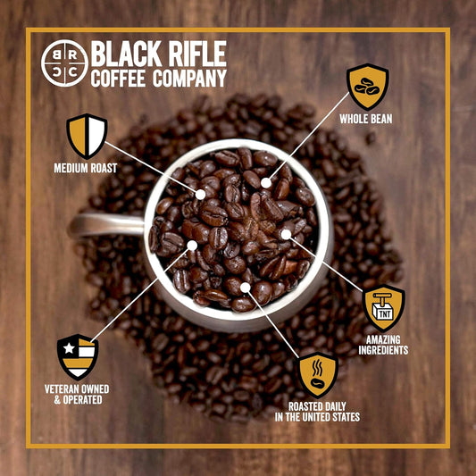 Black Rifle Coffee Company Just Black, Medium Roast Whole Coffee Beans, 12 Oz Bag
