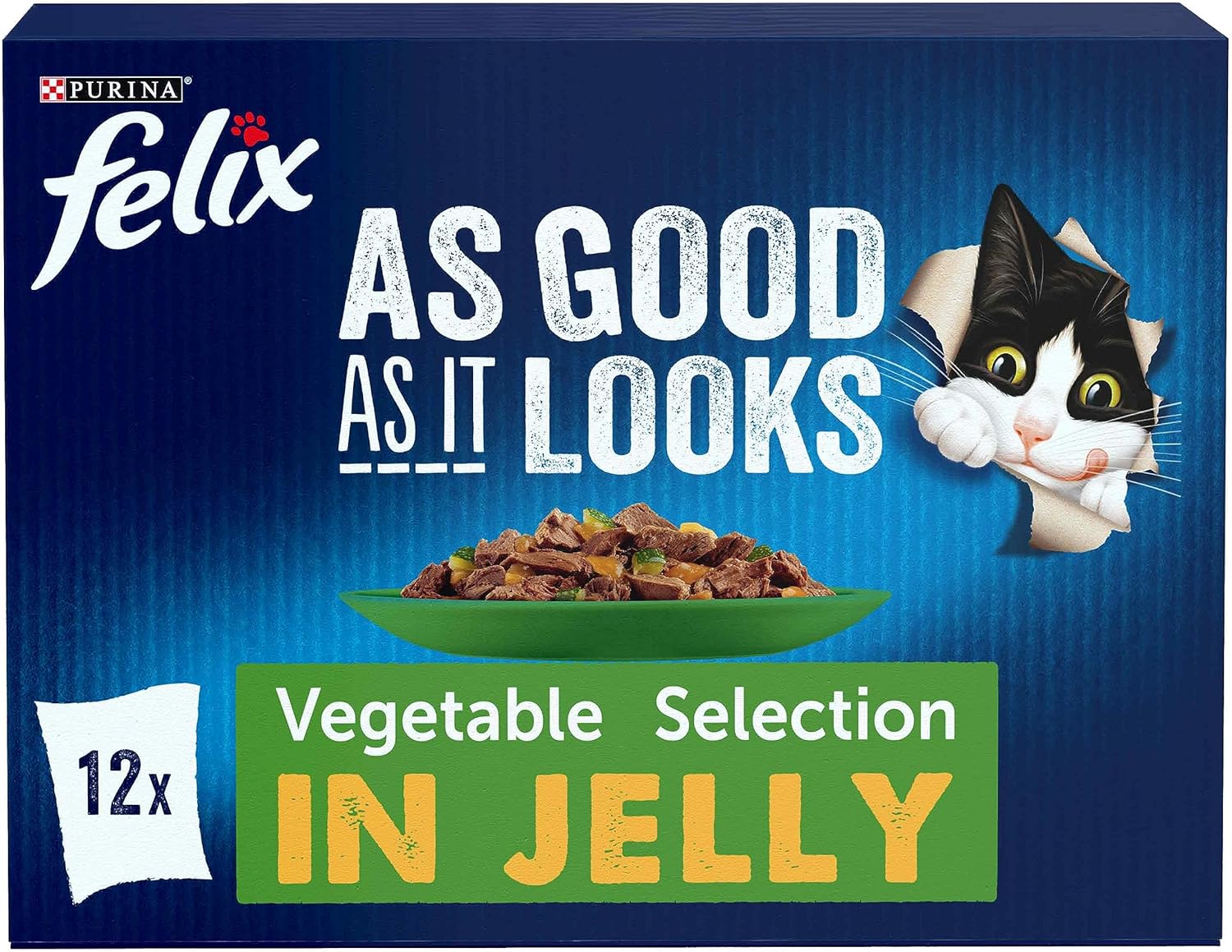 Felix As Good As It Looks Veg Cat Food 12 x 100g, Pack of 4 :Pet Supplies