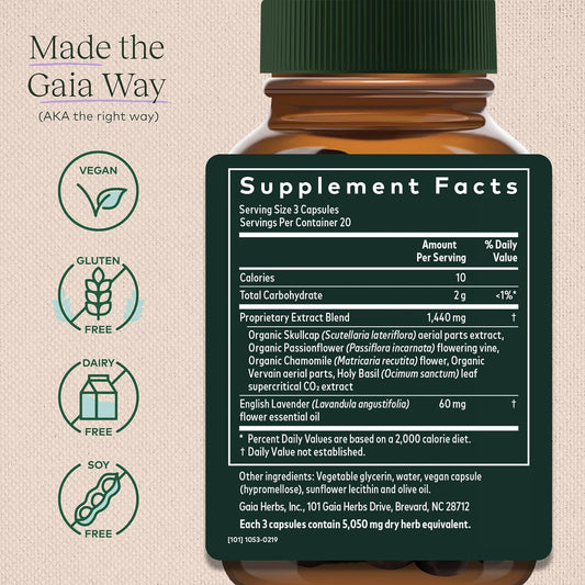Gaia Herbs Calm A.S.A.P. Stress Support Supplement - With Skullcap, Passionflower, Chamomile, Vervain, Holy Basil & More To Support A Natural Calm - 60 Vegan Liquid Phyto-Capsules (20-Day Supply)