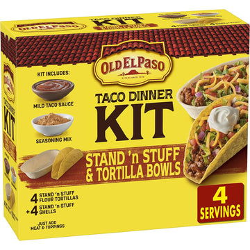 Old El Paso Stand 'N Stuff Shells And Tortilla Bowls, Hard & Soft Taco Dinner Kit, 9.4 Oz