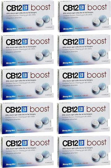 Cb12 Boost Chewing Gum Strong Mint, 10'S (Pack Of 10)