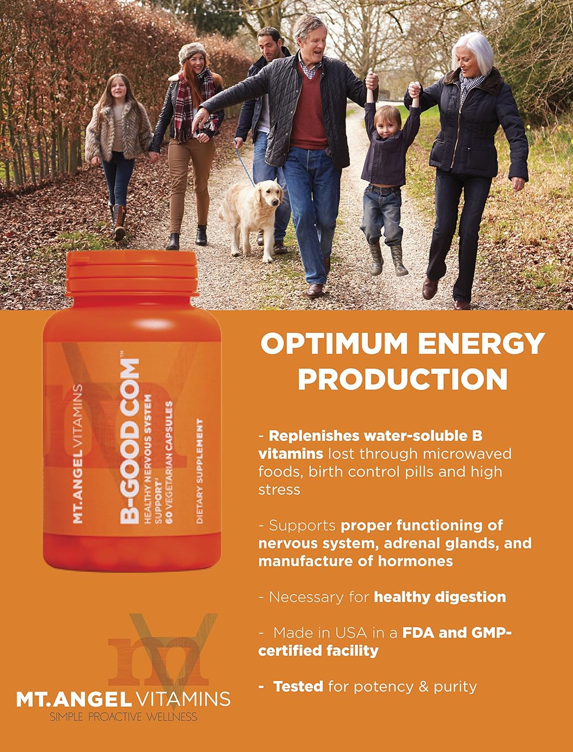 Mt. Angel Vitamins - B-Good Com (Vitamin B Complex), Healthy Nervous System Support (60 Vegetarian Capsules) : Everything Else