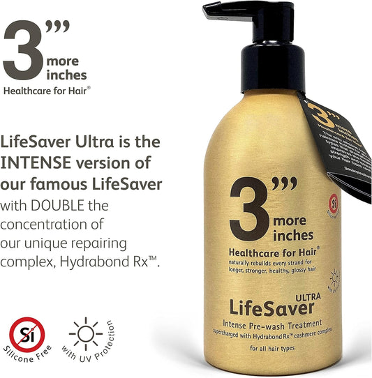 3'''More Inches Lifesaver Ultra Intense Pre-Wash Treatment 325Ml - Hair Repair For Split Ends, Broken Bonds, Damaged & Dry Hair - Sulphate Free, No Added Fragrance - Hair Care By Michael Van Clarke