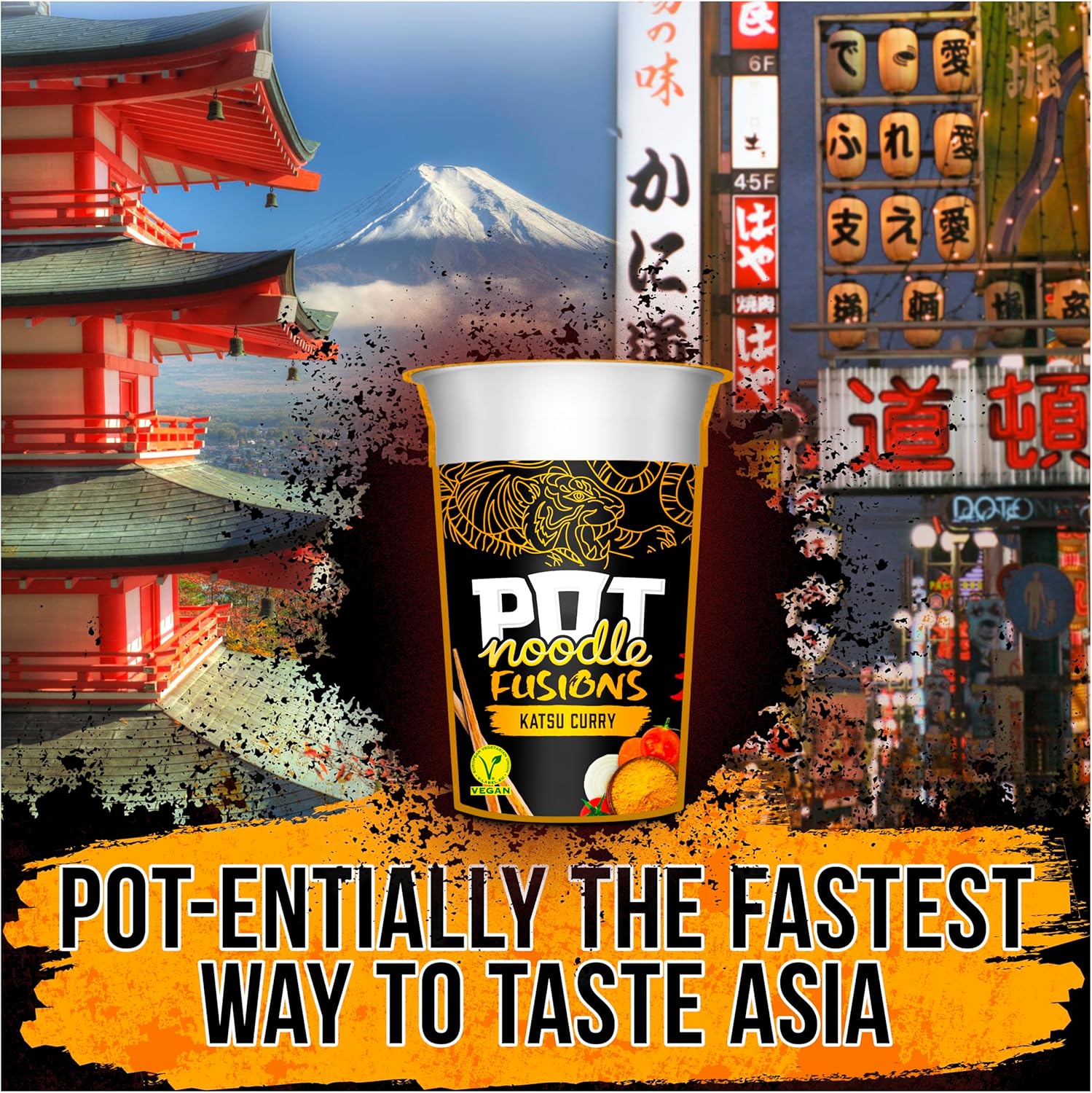 Pot Noodle Fusions Katsu Curry Instant Snack vegan quick to make noodles 8x 100 g : Amazon.co.uk: Grocery